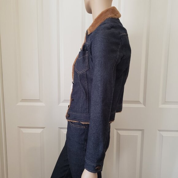 Y2K Faux Fur Denim Jacket & Jeans 2PC Set SZ S - Picture 7 of 15